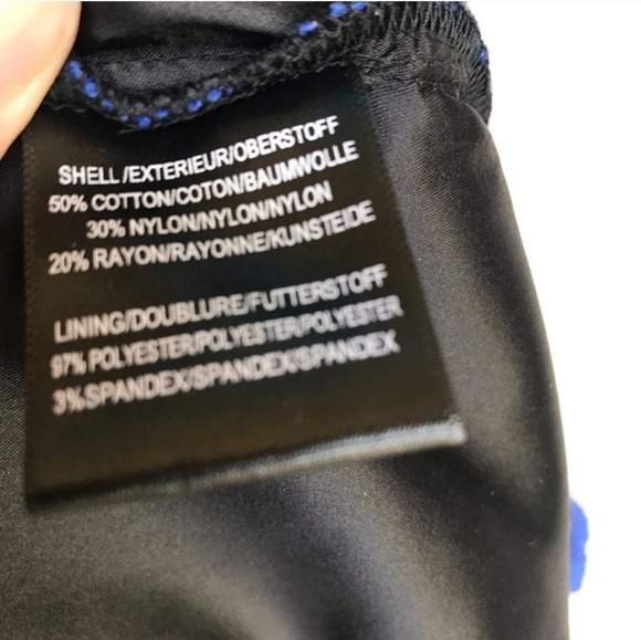 Badgley Mischka lacy blue aqua color block dress w/bead embellished belt size 12 - Picture 4 of 8